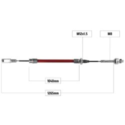 Cablu frână pentru AL-KO 1265/1040 mm – ochet 15x7 mm + filet M12/M8, NB PARTS