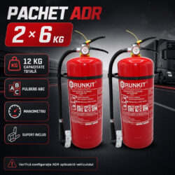 Stingător auto P6 cu manometru, set 2 buc, aviz IGSU, 6 kg, reîncărcabil, RUNKIT - imagine 2